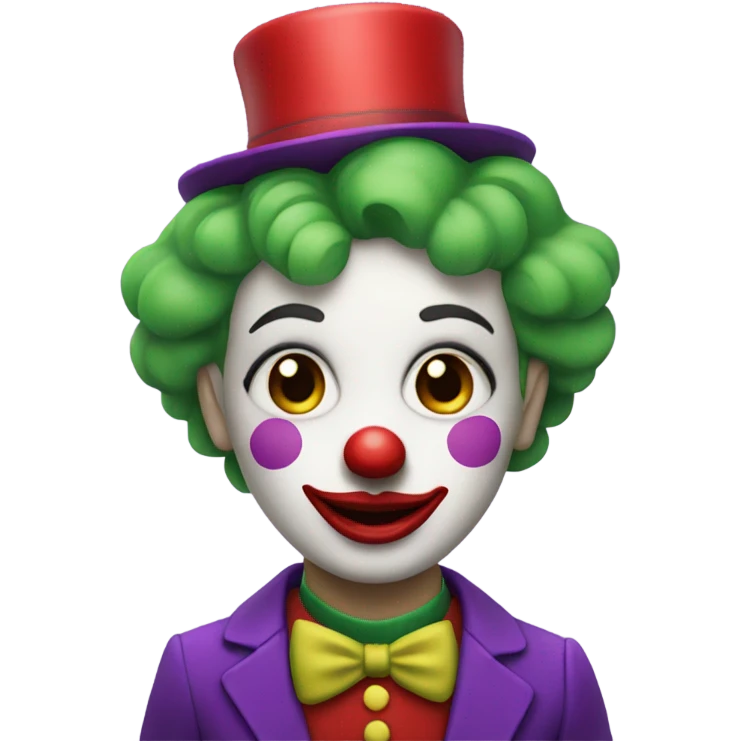 Clown with a purple suit with red lipstick and green hair  emoji