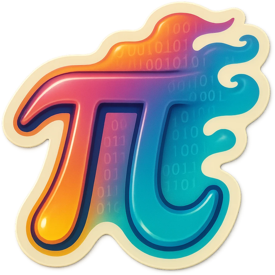  combine the π (pi) math symbol, binary code, and digital mist emerging from it. emoji