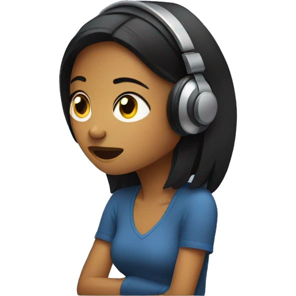 a girl listening to music being annoyed  emoji