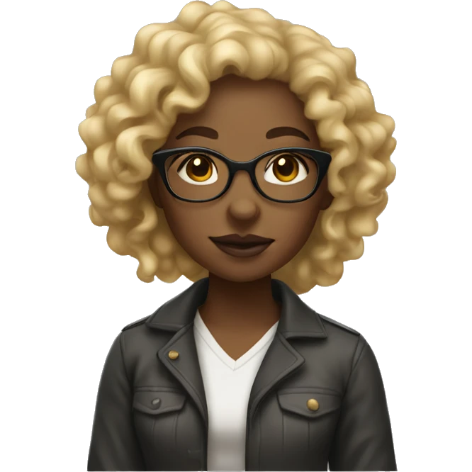 Lighskined Black girl with blonde curly hair and glasses emoji