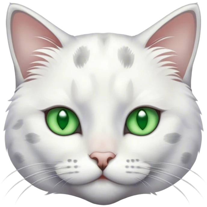 Mostly white with gray spots cat emoji