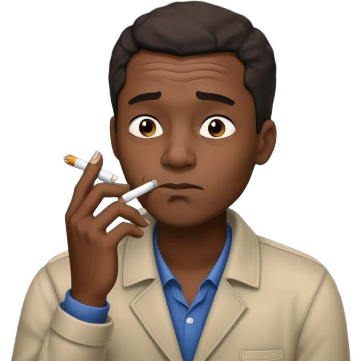 Black man smoking and stressed emoji