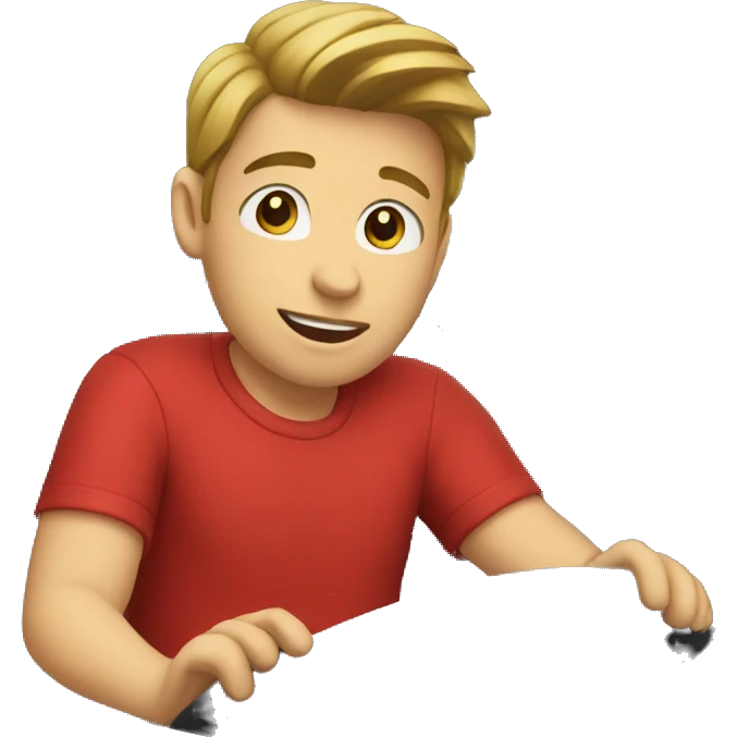 A boy in red shirt in car emoji