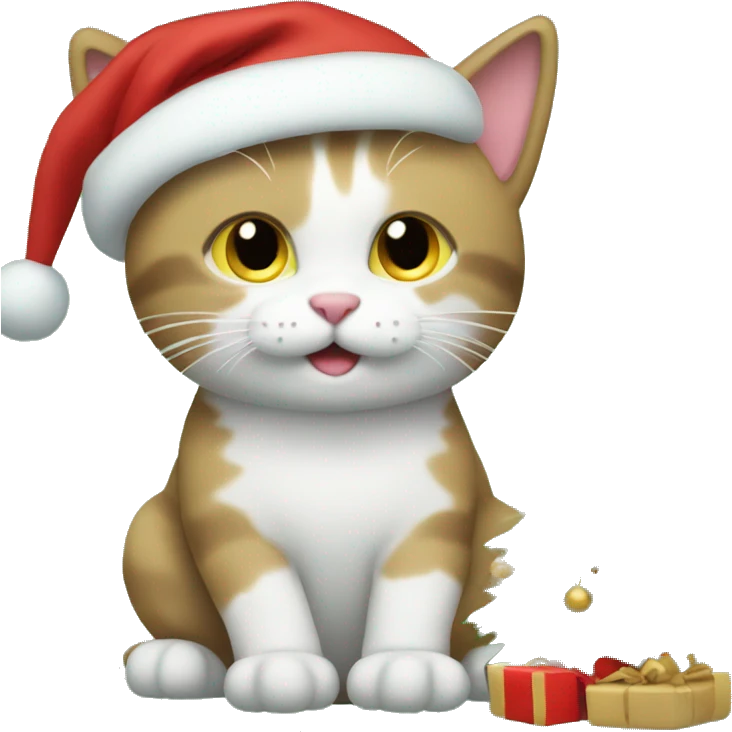A cat holding a Christmas tree emoji