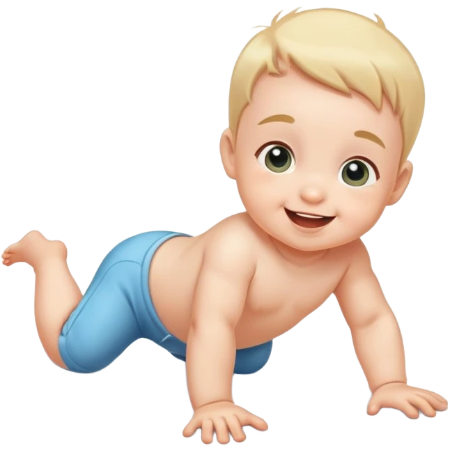 happy and playful baby crawling on the floor emoji