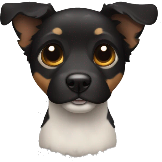 Perro pequeño negro con orejas peludas emoji
