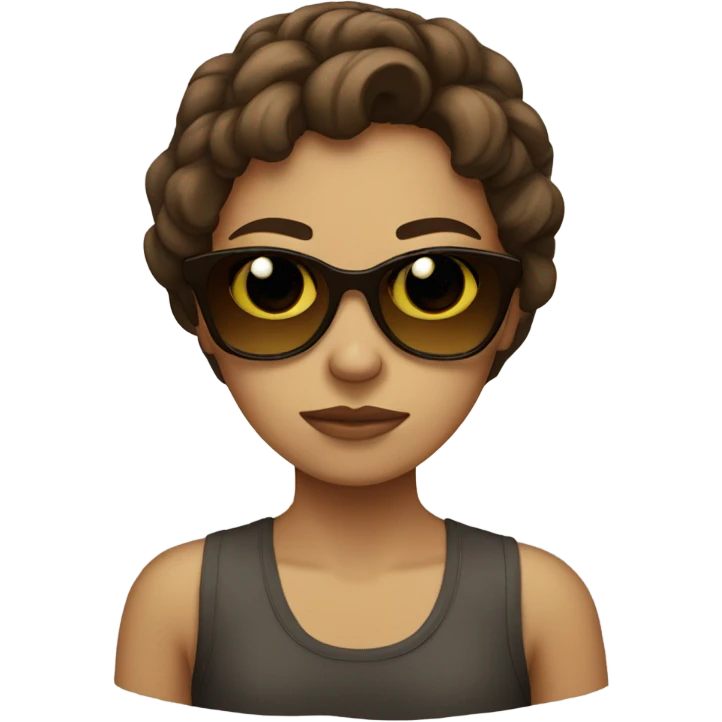 Sad brown-haired girl in sunglasses emoji