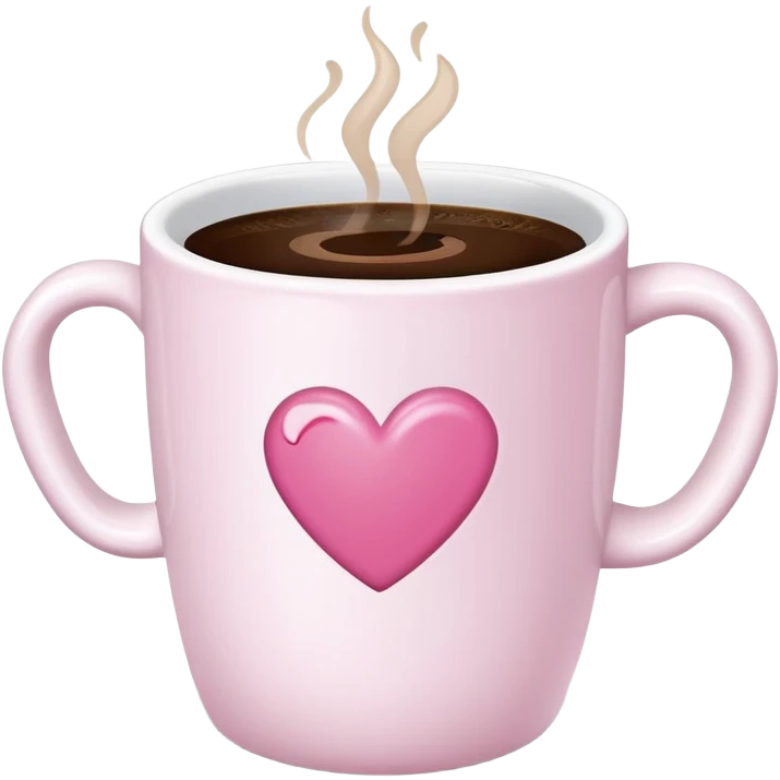 coffee cup with pink accents and hearts emoji