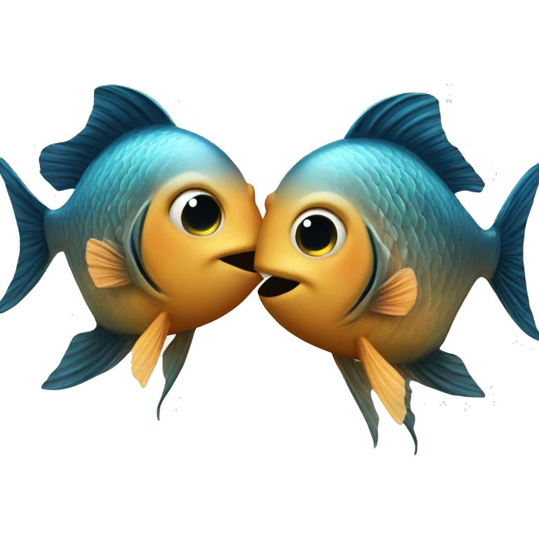 Two fish kiss each other  emoji