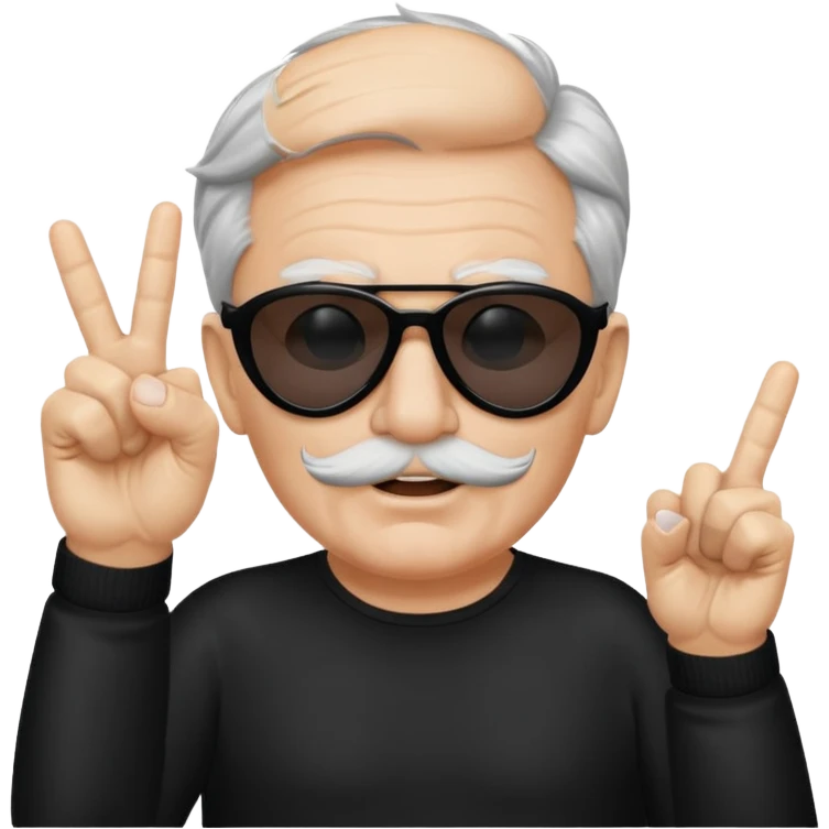 Some white old guy with a mask on and black shades with it also holding up the middle fingers emoji