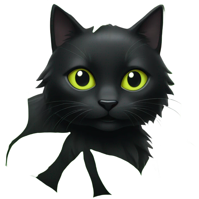 black cat playing with green leaves emoji