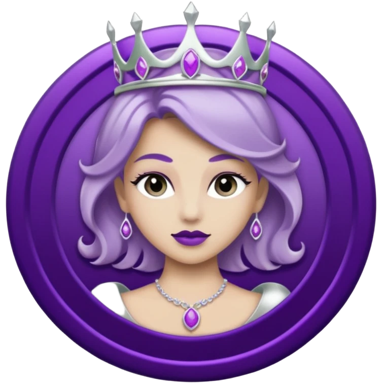 Purple shadow rose silver circle plaque with silver tiara emoji