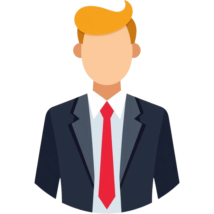business man with blonde hair in suit and red tie emoji