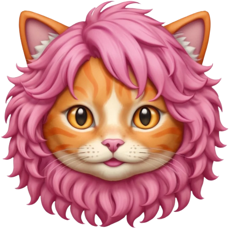 Orange cat wearing pink curly wig  emoji