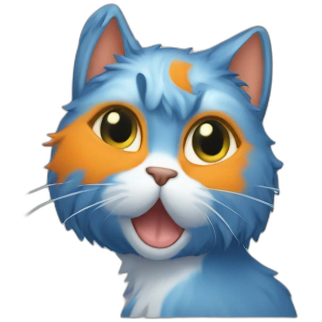 cat-blue-hair-hold-tangerine emoji