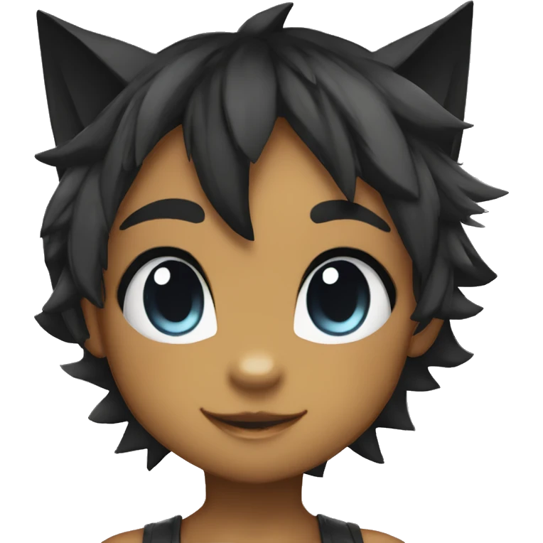 a anthro chibi-style black sparkle-Fakémon-hybrid full body emoji