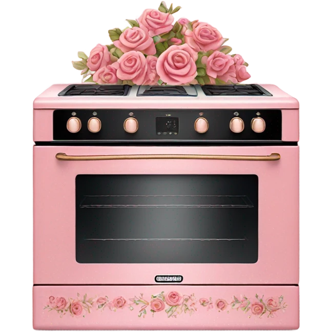 Rose-pink oven with decorated flowers and glitter  emoji