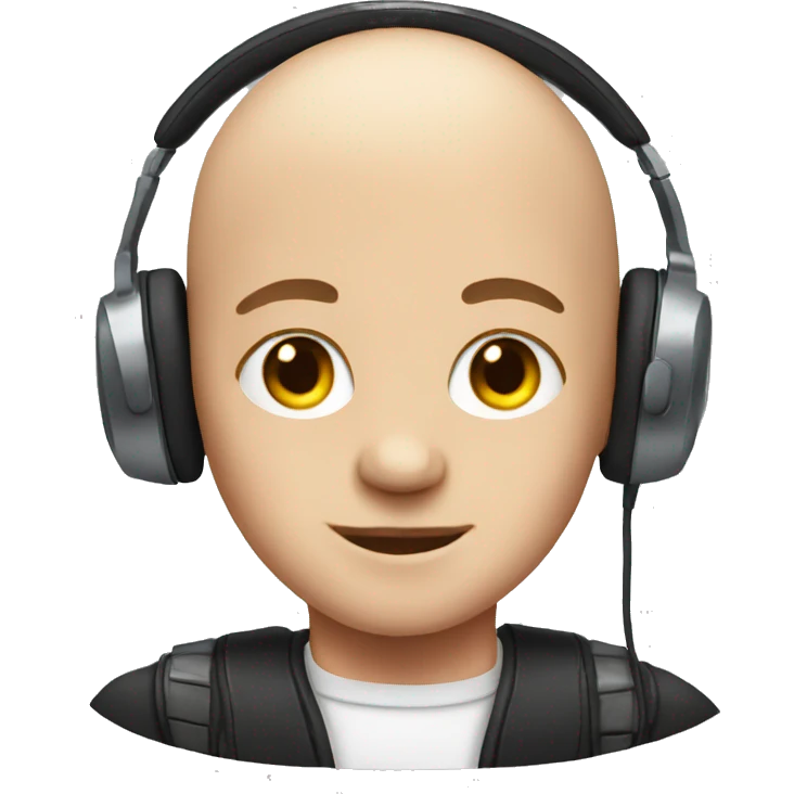 bald boy portrait close-up headphone emoji