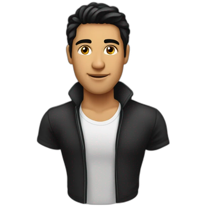 hombre, joven, moreno, cabello mediano, color negro emoji