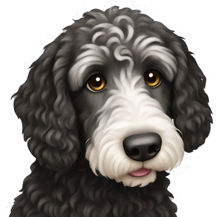 Labradoodle black with white stripes  emoji