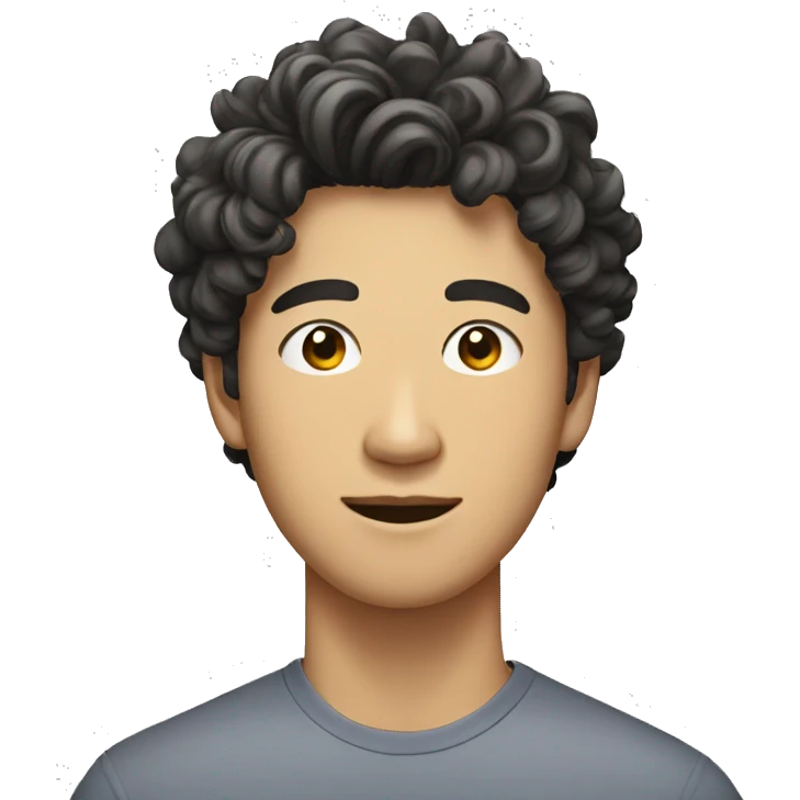 asian guy in his 20s with curly hair on one side emoji