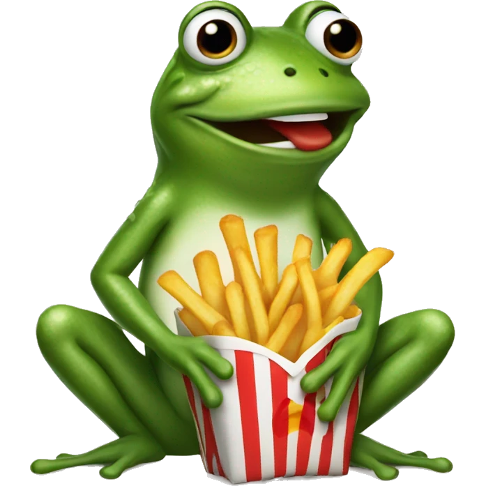 Frog eating fries emoji