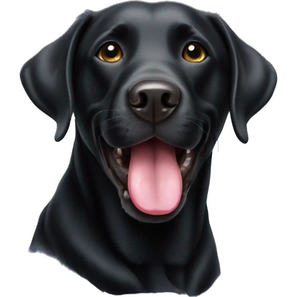 Black Labrador sticking its tongue out emoji