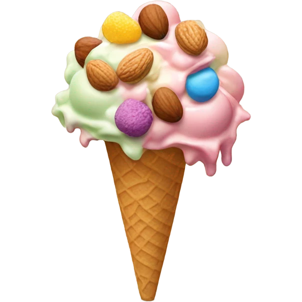 colorful ice cream with nuts emoji