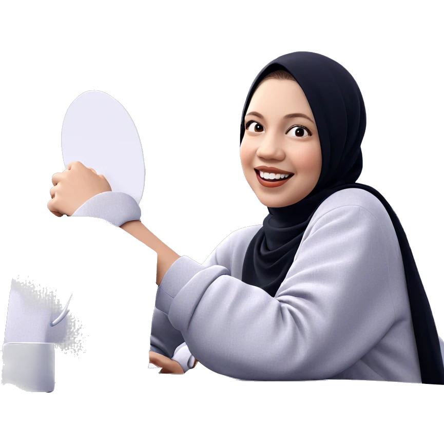 smiling girl at table emoji