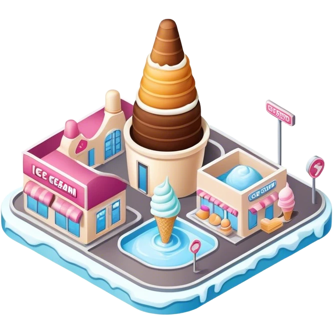 Isometric ice cream factory, no people  emoji