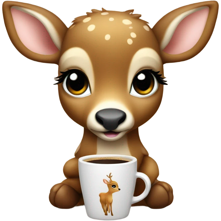 Baby deer drinking coffee emoji
