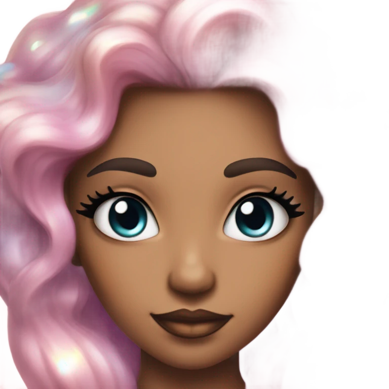 tan mermaid, magical, pink lips, iridescent, mystical, shiny, holographic, highlights, scales  emoji