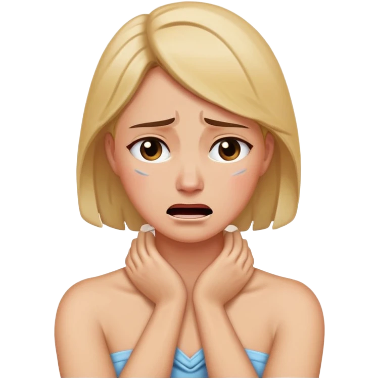Arms crossing over women’s neck while crying  emoji
