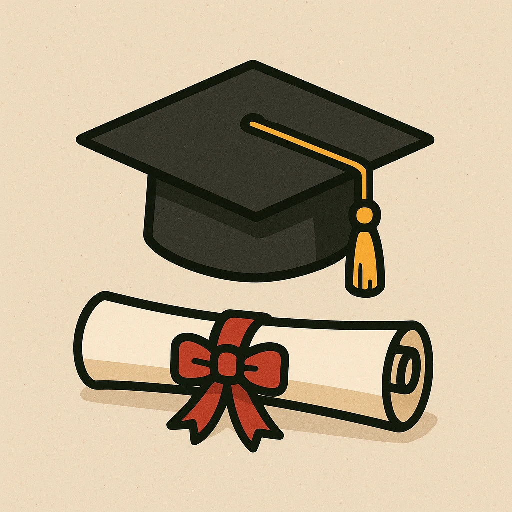 graduation cap and diploma symbolizing school achievement emoji