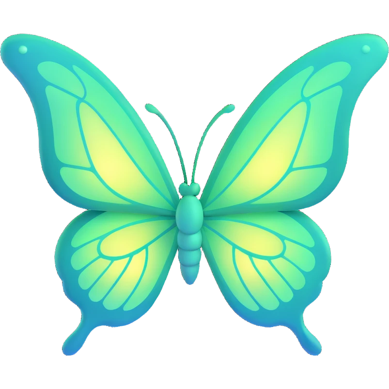 vibrant #c0ff53 green butterfly with large glowing wings, soft gradients, magical sparkles, surrounded by dreamy aura, elegant 3D cartoon fantasy art, transparent background, Discord role icon emoji