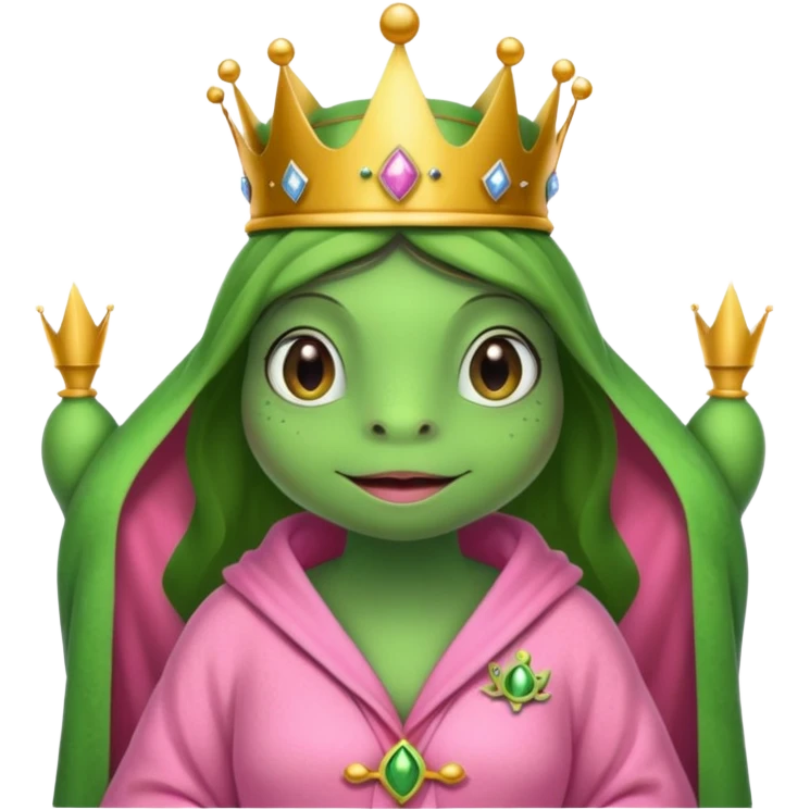 Princesse frog in her bedroom with pink robe emoji