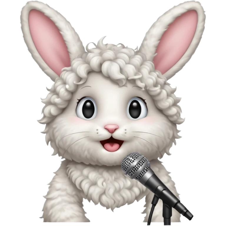 curly bunnie singing to mic emoji