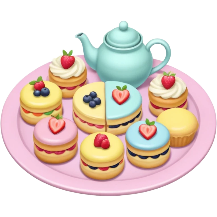 tea party pastries tray pastel colors emoji