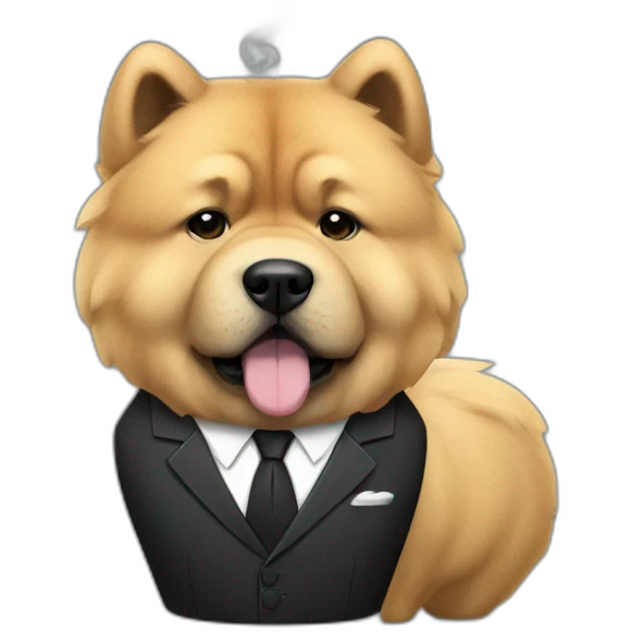 Chow chow dress suit and smoking emoji