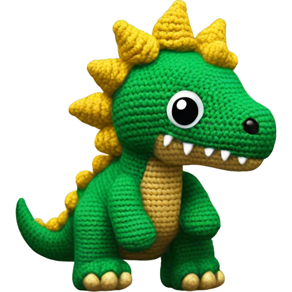 Crochet Dinosaur with golden spikes emoji