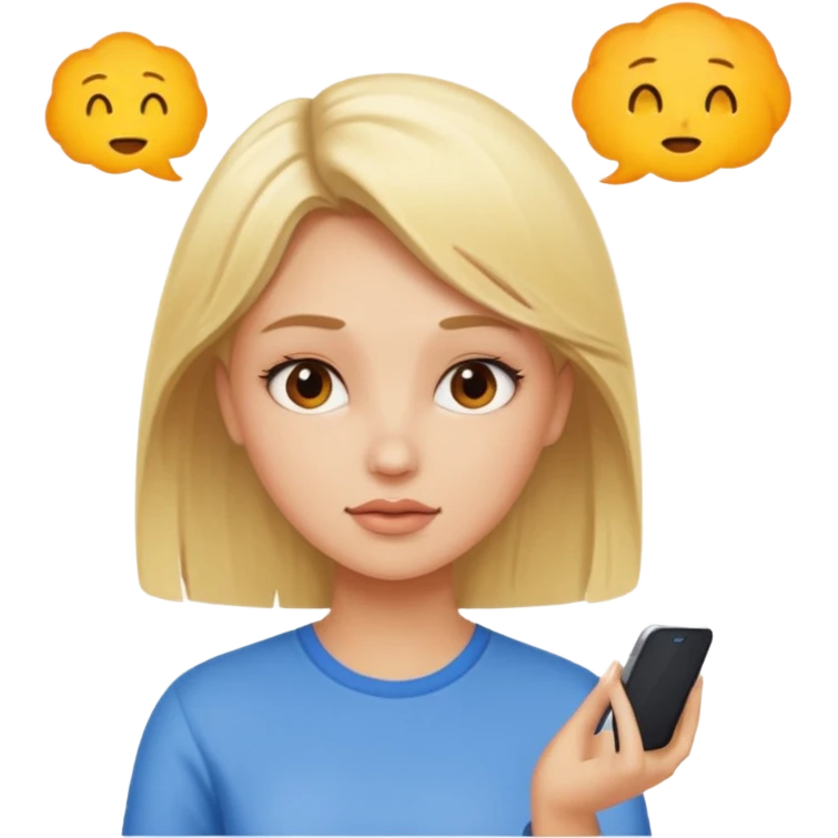 A blonde girl brainstorming emoji