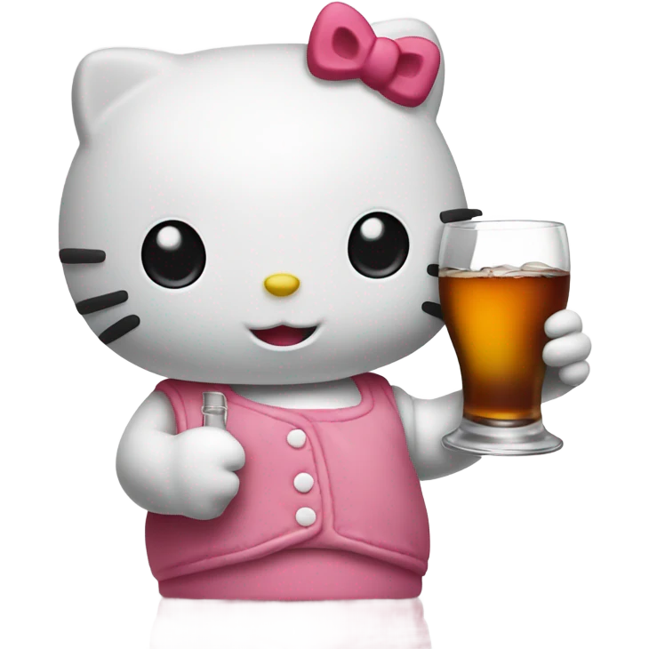 Cute aesthetic Hello Kitty, drinking Hennessy ￼ emoji