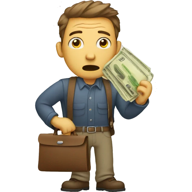 confused man with no money in the wallet emoji