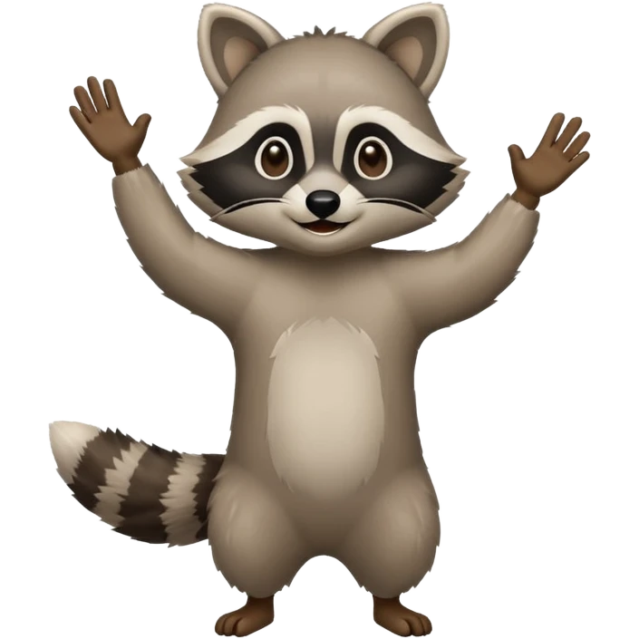 a full body raccoon celebrating hands up  emoji