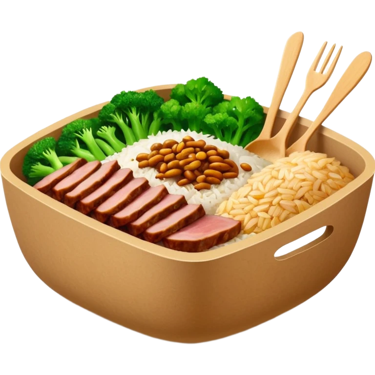 Retangular bowl made of kraft paper, 
The lunch box should be the most similar to this real one..
https://i.postimg.cc/FKcHz1tk/Screenshot-2025-11-11-alle-16-06-29.png

Can get more images of the bowl https://www.instagram.com/chefaporterbr/
Put inside food, like rice, green vegetables and meat. emoji