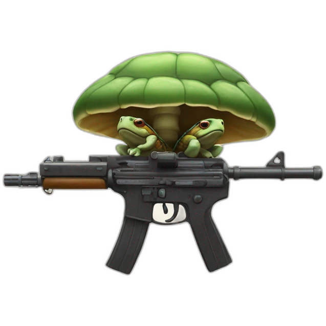 Double headed turtle mushroom with a machine gun emoji