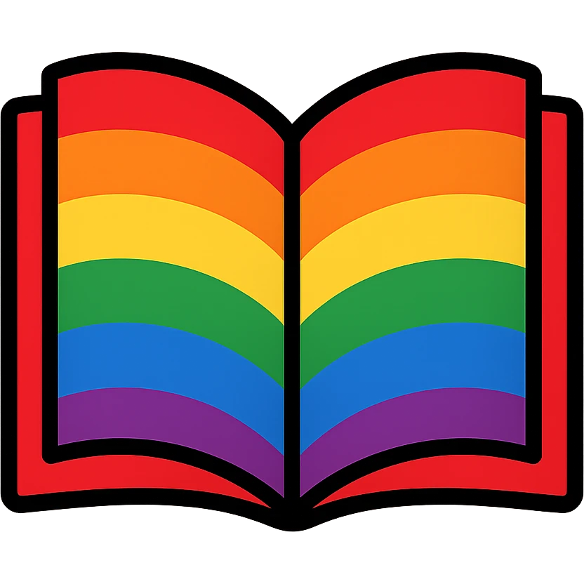 gay pride emoji, rainbow book, open pages, no background emoji