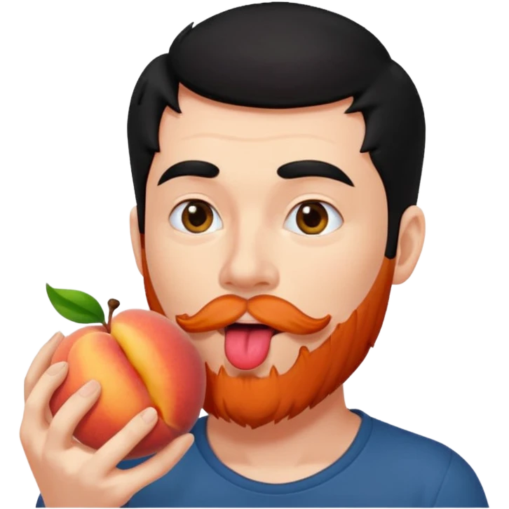 Black hair Man red beard licking peach emoji