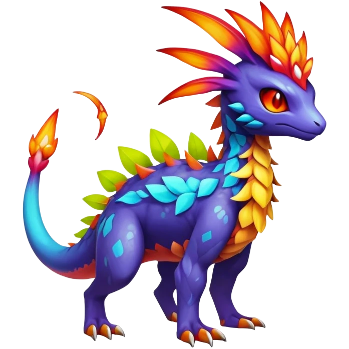 Elemental Exotic Colorful Fantasy Pokémon-Fakémon-hybrid-creature (full body) emoji