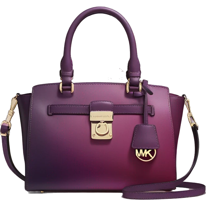 Realistic isolated plum purple to wine color ombre michael kors satchel purse.  emoji